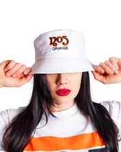 Load image into Gallery viewer, Classic No5 Orange Bucket Hat - White