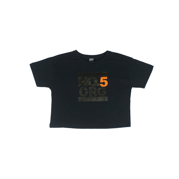 No5 UNDMC w/ Orange5 Crop Top - Black