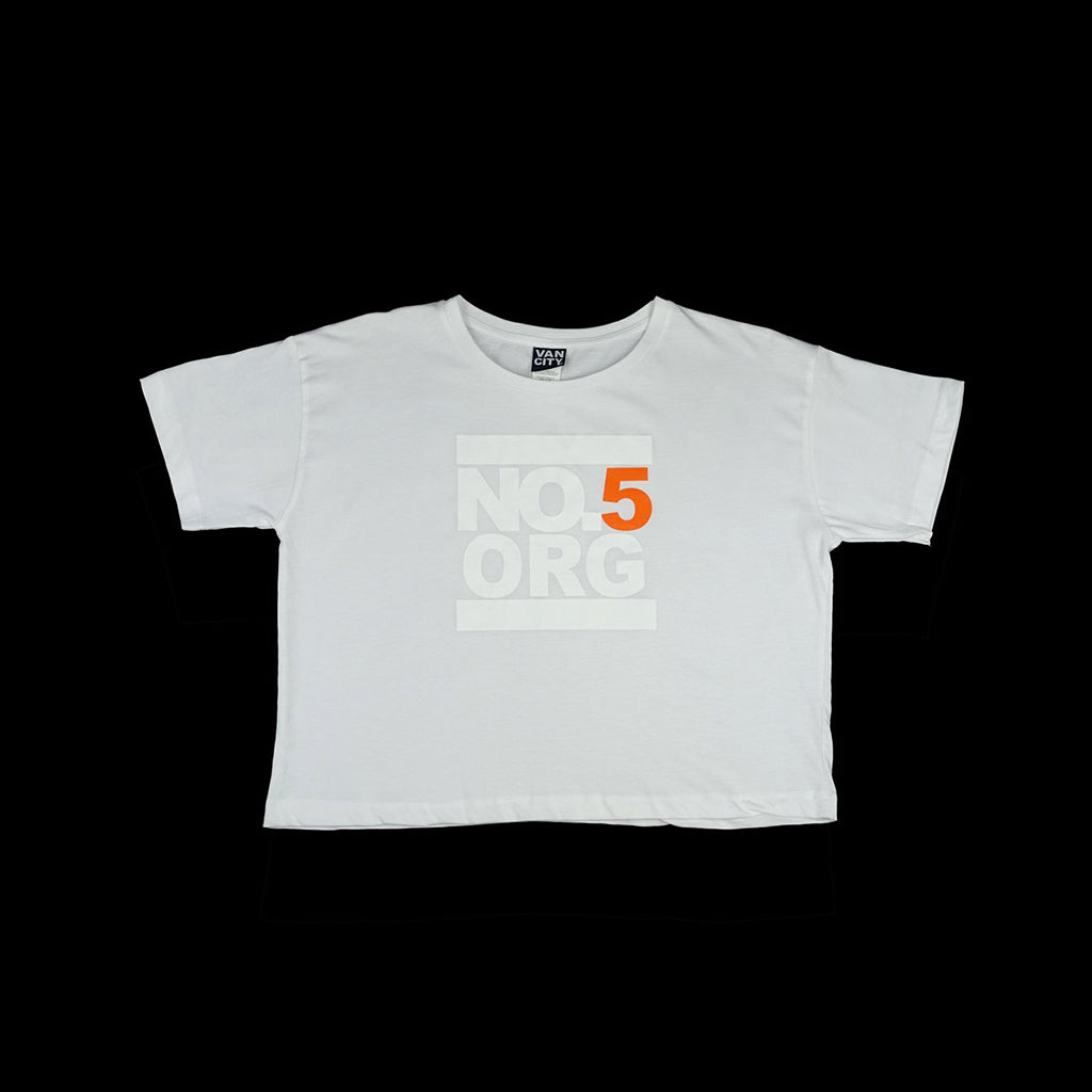 No5 UNDMC w/ Orange5 Crop Top - White