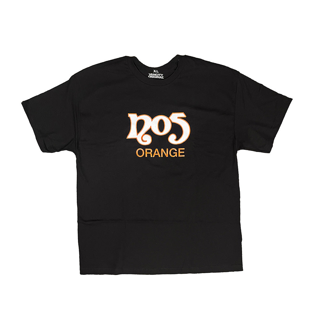Classic No5 T-Shirt - Black, Orange Writing